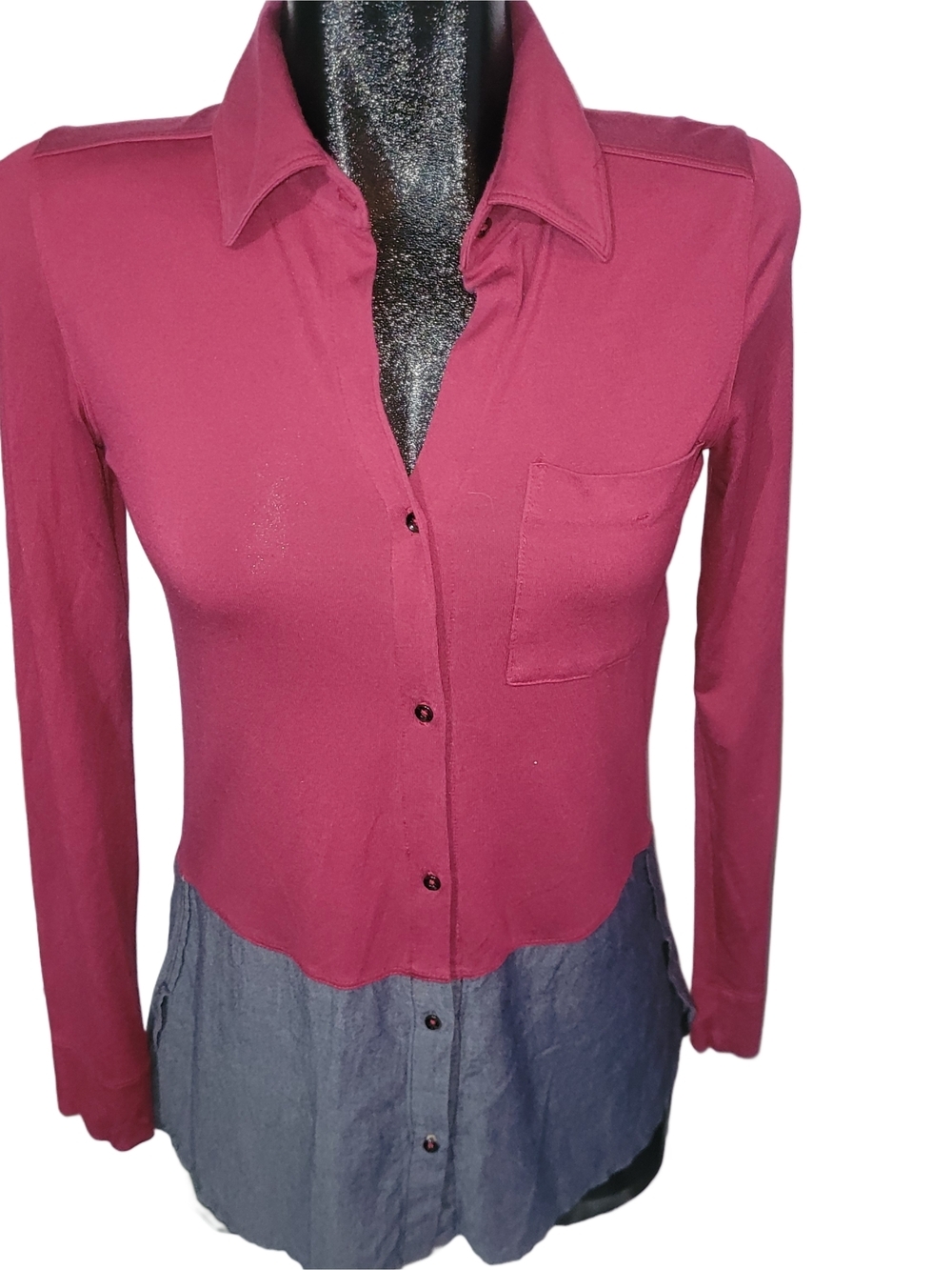 Lole Pink And Grey Colorblock Button-Up Activewear Shirt Size XS